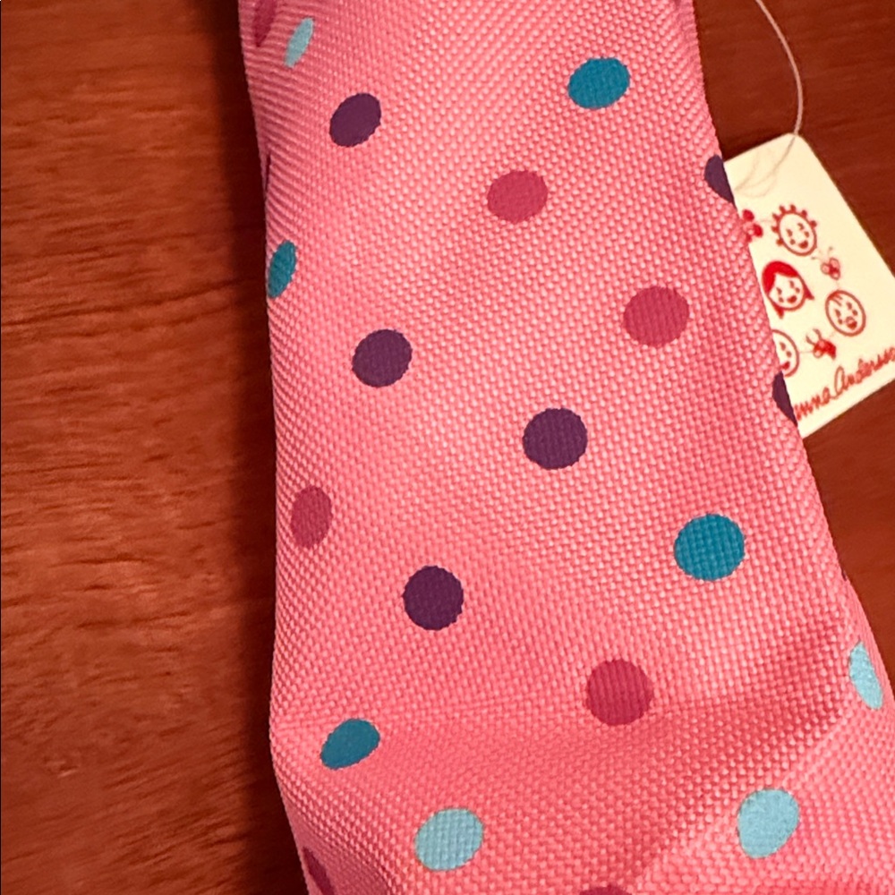 Hanna Andersson NWT Pink Polka Dot Pencil Case with Teal Trim - Picture 3 of 4